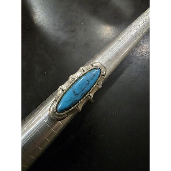 Pewter And Turquoise Ring Size 8.5 - Picture 1 of 3